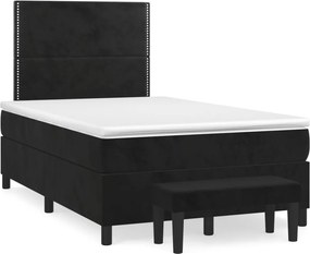 vidaXL Κρεβάτι Boxspring με Στρώμα Μαύρο 120 x 200 εκ. Βελούδινο