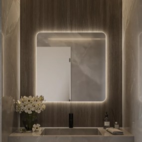 Curved 80x80 - Καθρέπτης μπάνιου Led - Χωρίς On/Off