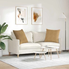 vidaXL Μαξιλάρι Καναπέ 2 τμχ. Βελούδο Καφέ 80 x 80 cm