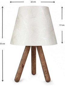 Φωτιστικό επιτραπέζιο Lander Megapap ύφασμα/Pvc/ξύλο χρώμα λευκό/καφέ 22x14x32εκ.