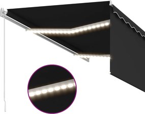 vidaXL Χειροκίνητη τέντα με ηλιακό LED 3 x 2,5 m Ανθρακί