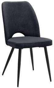 Καρέκλα τραπεζαρίας Christy Megapap ανθρακί ύφασμα - μεταλλικό μαύρο πόδι 47x59x90εκ.