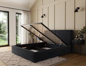 Επενδυμένο κρεβάτι Milora-Μαύρο-180 x 200