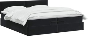 vidaXL Κρεβάτι Ottoman με στρώμα Μαύρο 200 x 200 cm Βελούδο