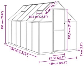 ΘΕΡΜΟΚΗΠΙΟ ΜΕ ΠΛΑΙΣΙΟ ΒΑΣΗΣ ΑΣΗΜΙ 334X169X195 ΕΚ. ΑΛΟΥΜΙΝΙΟΥ 3266326