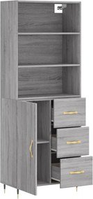 vidaXL Ντουλάπι Γκρι Sonoma 69,5 x 34 x 180 εκ. Επεξεργασμένο Ξύλο