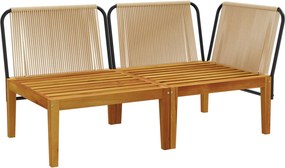 vidaXL 2 τμχ. Σετ Lounge Κήπου με Μαξιλάρια Φυσικό