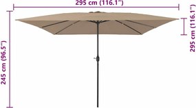 vidaXL Ομπρέλα Κήπου Taupe 295 x 295 x 245 εκ Πολυεστέρας και Χάλυβας