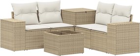 vidaXL Σετ Καναπέ 6 τμχ. Μπεζ και Κρέμ 55 x 55 x 37 εκ