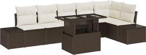 vidaXL Σετ Καναπέ Κήπου με αποθήκευση 7 pcs Καφέ Πολυ ράταν