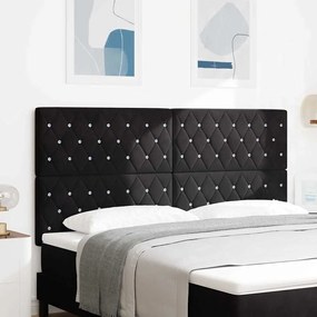 vidaXL κεφαλάρι Κρυστάλλινη Κουμπί Tufted Μαύρο 180 εκ. Βελούδινο