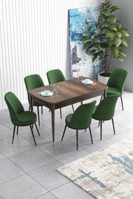 Extendable Dining Table &amp; Chairs Set (7 Pieces) Han - Baroque, Khaki Baroque
Khaki