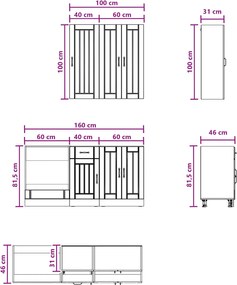 vidaXL Μονάδα κουζίνας LUCCA 5 pcs Λευκό