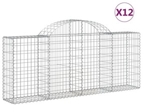 vidaXL Συρματοκιβώτια Τοξωτά 12 τεμ. 200x30x80/100 εκ. Γαλβαν. Ατσάλι