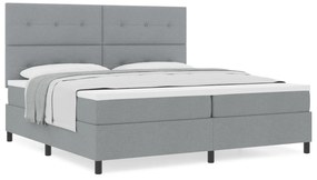 vidaXL Κρεβάτι Box Spring με Στρώμα Γκρι 200x200 εκ. Υφάσματος