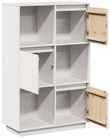 vidaXL Ντουλάπι Ψηλό Λευκό 74 x 35 x 117 εκ. από Μασίφ Ξύλο Πεύκου