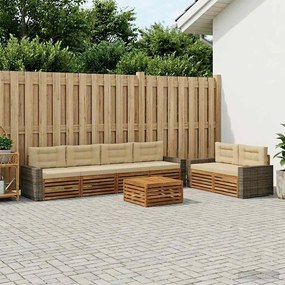 vidaXL Σειρά Καναπέ Εξωτερικού 7 pcs Φυσικό και Μπεζ Πολυεστέρας