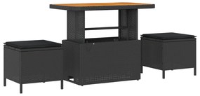 vidaXL 10 Τεμαχίων Σετ Καναπέ Κήπου με Μαξιλάρια Μαύρο Πολυ Ρατάν Ακακία