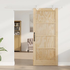 vidaXL Συρόμενη Πόρτα  με Σετ Εξαρτημάτων 86x198.5 cm από Σταθερό Ξύλο Πεύκου