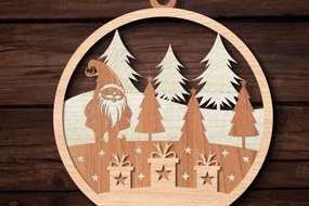 Σετ των 3 Intra απο ξύλο plywood 3mm-4mm πάχος Τρισδιάστατο χριστουγεννιάτικο στολίδι Δίασταση 8x8 cm INTRAFABR-110378211