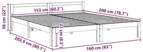 Σκελετός Κρεβ. Χωρίς Στρώμα Καφέ Κεριού 160x200 εκ Μασίφ Πεύκο - Καφέ