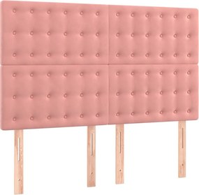 vidaXL Κρεβάτι Boxspring με Στρώμα Ροζ 140x190 εκ. Βελούδινο