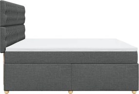 vidaXL Κρεβάτι Boxspring με Στρώμα Σκούρο Γκρι 200x200 εκ. Υφασμάτινο