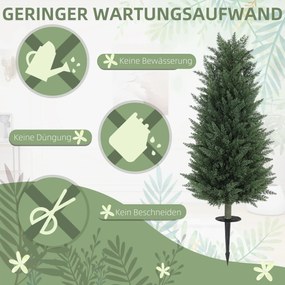 HOMCOM Σετ 2 Τεχνητών Φυτών, Τεχνητές Κυπαρίσσια με 831 Φύλλα το καθένα, Πολυχρηστικά, Πράσινο