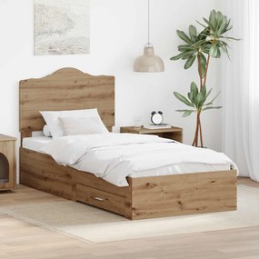 vidaXL Σκελετός Κρεβατιού Artisan Δρυς 90 x 200 cm Επεξεργασμένο Ξύλο