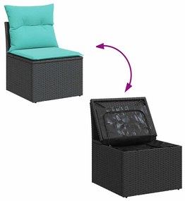 vidaXL Σετ Καναπέ Κήπου 5 Τεμαχίων Μαύρο Συνθετικό Ρατάν με Μαξιλάρια