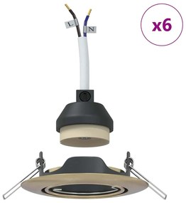 vidaXL Spotlights με προβολείς 6 pcs Ορείχαλκος 9 x 9 εκ. Μέταλλο