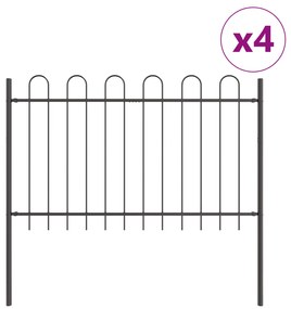 vidaXL Φράχτης Κήπου με Μύτη Σχήματος Hoop Γκρί 6,8x0,8 μ Χάλυβας