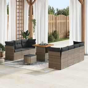 vidaXL Σετ Καναπέ Κήπου Ρυθμιζόμενο ύψος 10 pcs Γκρι συνθετικό ρατάν