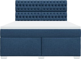 vidaXL Κρεβάτι Boxspring με Στρώμα Μπλε 180x200 εκ. Υφασμάτινο