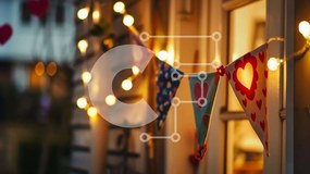 Intra Συλλεκτικό Ξύλινο Παζλ Plywood  4mm - Πολύχρωμα κορδόνια και σημαία σε σχήμα καρδιάς Σε Ξύλινο Κουτί - Διαστάσεις Puzzle: 10x10 cm – 25 κομμάτια