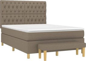 vidaXL Κρεβάτι Boxspring με Στρώμα Taupe 140x200 εκ. Υφασμάτινο