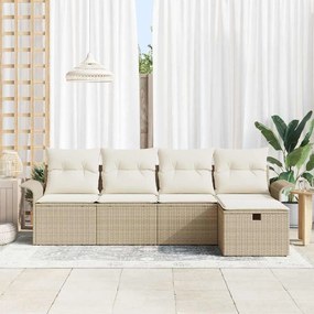 vidaXL Σετ Καναπέ Κήπου 5 pcs μπεζ και κρεμ 251 x 117 x 85 εκ.