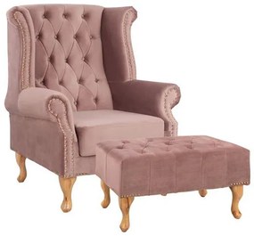 SET ARMCHAIR AND FOOTREST ROTEN APPLE VELVET T.CHESTERFIELD FB911053.05