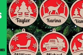 Σετ των 3 Intra απο ξύλο plywood 3mm-4mm πάχος κοπής με λέιζερ Χριστουγεννιάτικο στολίδι Δίασταση 8x8 cm INTRAFABR-20659799