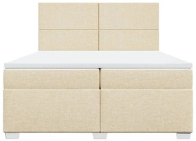 vidaXL Κρεβάτι Boxspring με Στρώμα Κρεμ 200x200 εκ. Υφασμάτινο