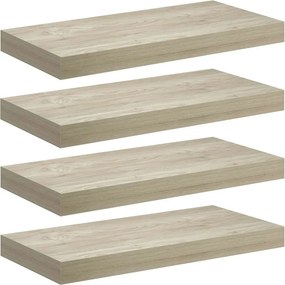 vidaXL Ράφια Τοίχου 4 τεμ. Χρώμα Δρυός 50x23x3,8 εκ. MDF