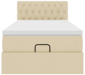 vidaXL Οθωμανικό κρεβάτι με στρώμα Cream 100x200cm ύφασμα
