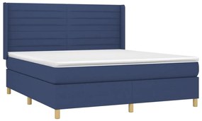 vidaXL Κρεβάτι Boxspring με Στρώμα &amp; LED Μπλε 160x200 εκ. Υφασμάτινο
