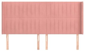 Κεφαλάρι με Πτερύγια Ροζ 163x16x118/128 εκ. Βελούδινο - Ροζ