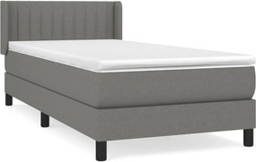 vidaXL Κρεβάτι Boxspring με Στρώμα Σκούρο Γκρι 80x200 εκ. Υφασμάτινο