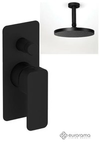 Eurorama Quadra Black Matt Ανακλινόμενη κεφαλή Ø20εκ.+Μίκτης εντοιχισμού 2 εξόδων με εκτροπέα 144030SL-400