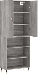 vidaXL Ντουλάπι Γκρι Sonoma 69,5 x 34 x 180 εκ. Επεξεργασμένο Ξύλο