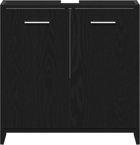 vidaXL Ντουλάπι Νιπτήρα Μπάνιου Μαύρο Δρυς 60x33x60 εκ. Επεξ. Ξύλο