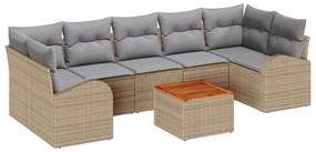 vidaXL Σετ Καναπέ Κήπου 8 pcs Μπεζ Πολυ ράταν
