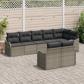 vidaXL Σετ Καναπέ Κήπου με μαξιλάρι 8 pcs Γκρι Πολυ ράταν